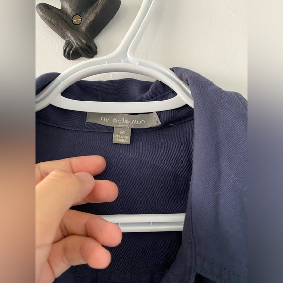 NY Collection Womens Utility Blue Top With Waist Tie Size M - Picture 3 of 5